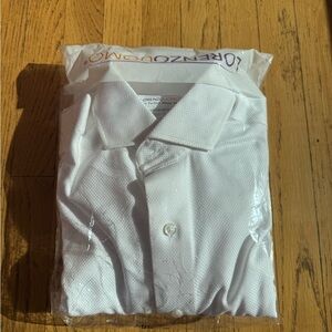 Lorenzo Uomo White Button Down | Basketweave French Cuff Regular Fit Dress Shirt